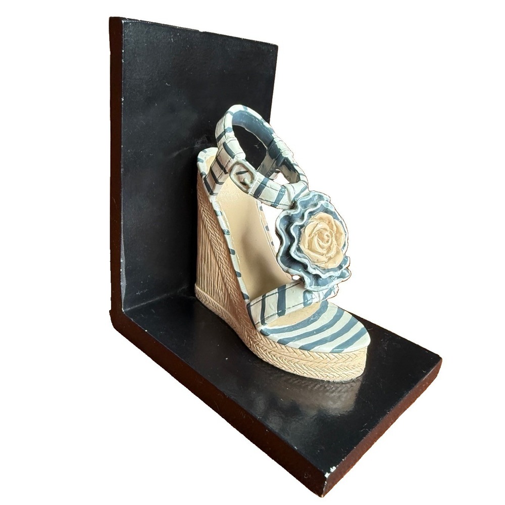 Sicura Italian Designs VTG Zebra Wedge Sandal Shoe Bookend Black White Resin